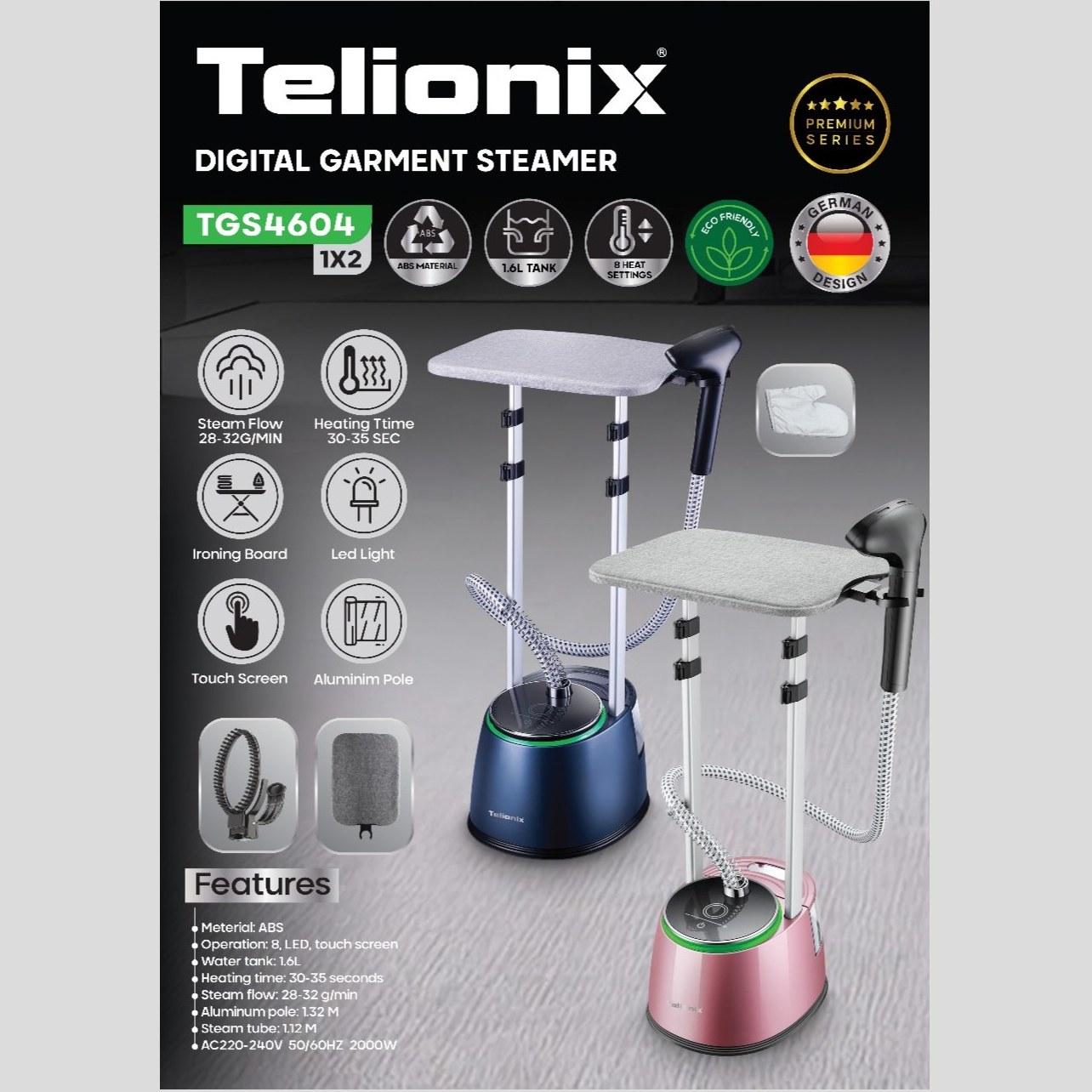 اتو بخار ایستاده دیجیتال تلیونیکس مدل TGS4604