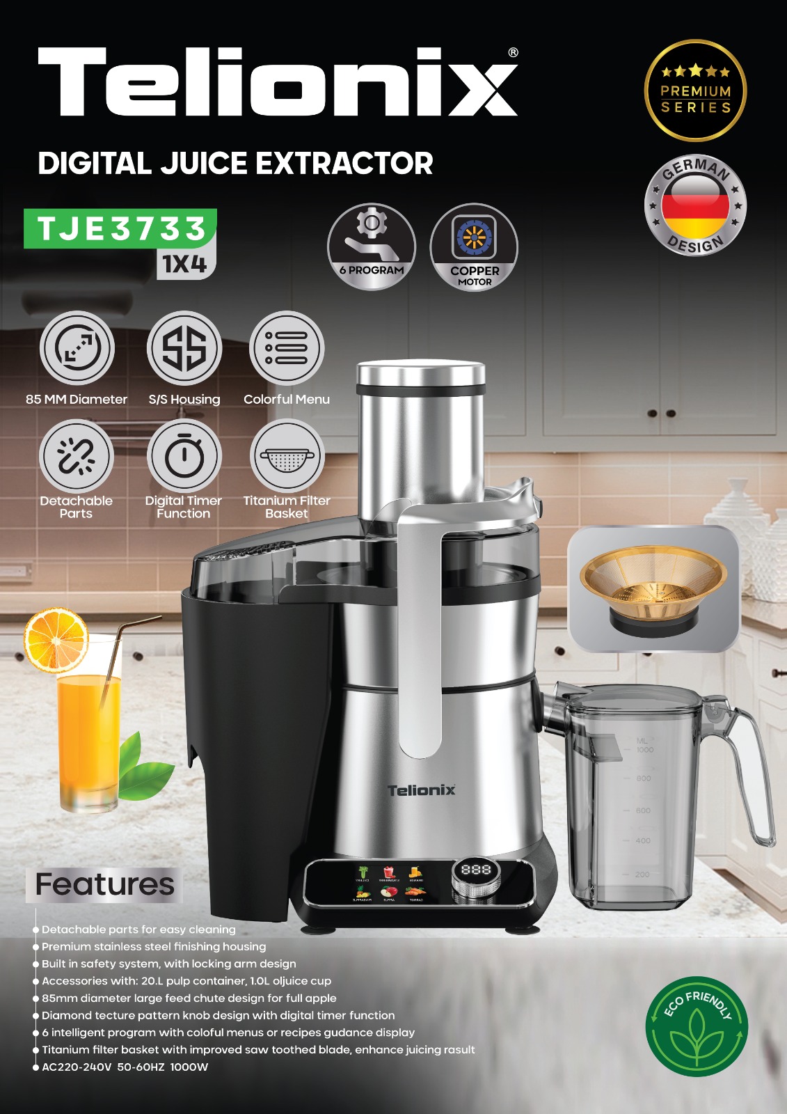 ابمیوه گیر تک کاره تلیونیکس مدل TJE3733