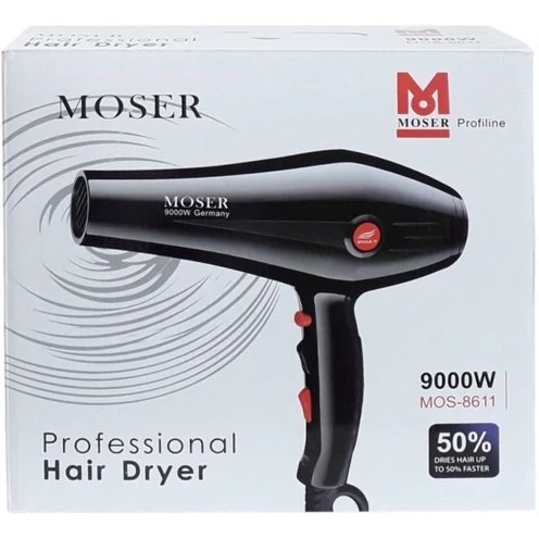 سشوار موزر مدل MOS-8611 موتور سنگین ۹۰۰۰ وات با فناوری یون